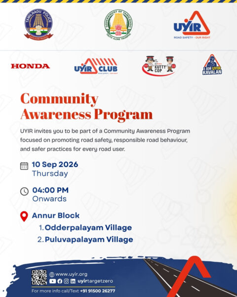 Community Road Safety Awareness Program in Annur | UYIR | 10 Sep 2026